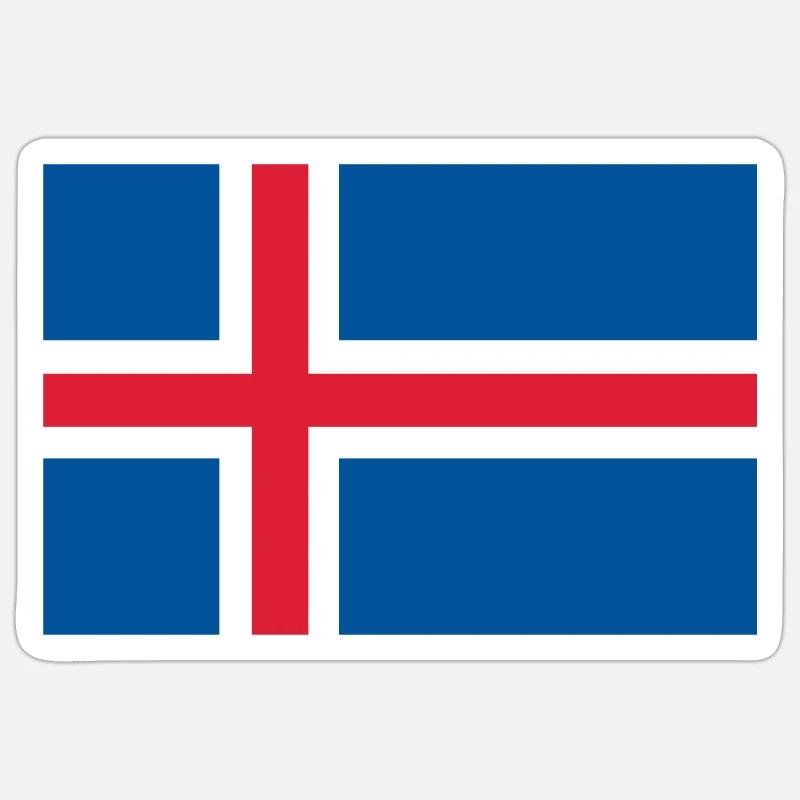 Drapeau de l’Islande - Sticker taille S (10 x 10 cm) - blanc mat