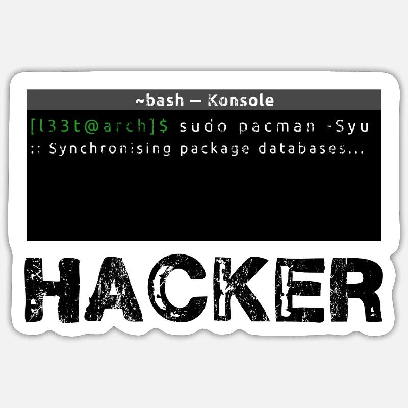 Hacker Linux - Sticker taille S (10 x 10 cm) - blanc mat