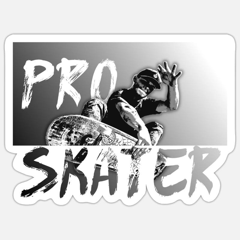 Patineur professionnel - Sticker taille S (10 x 10 cm) - blanc mat