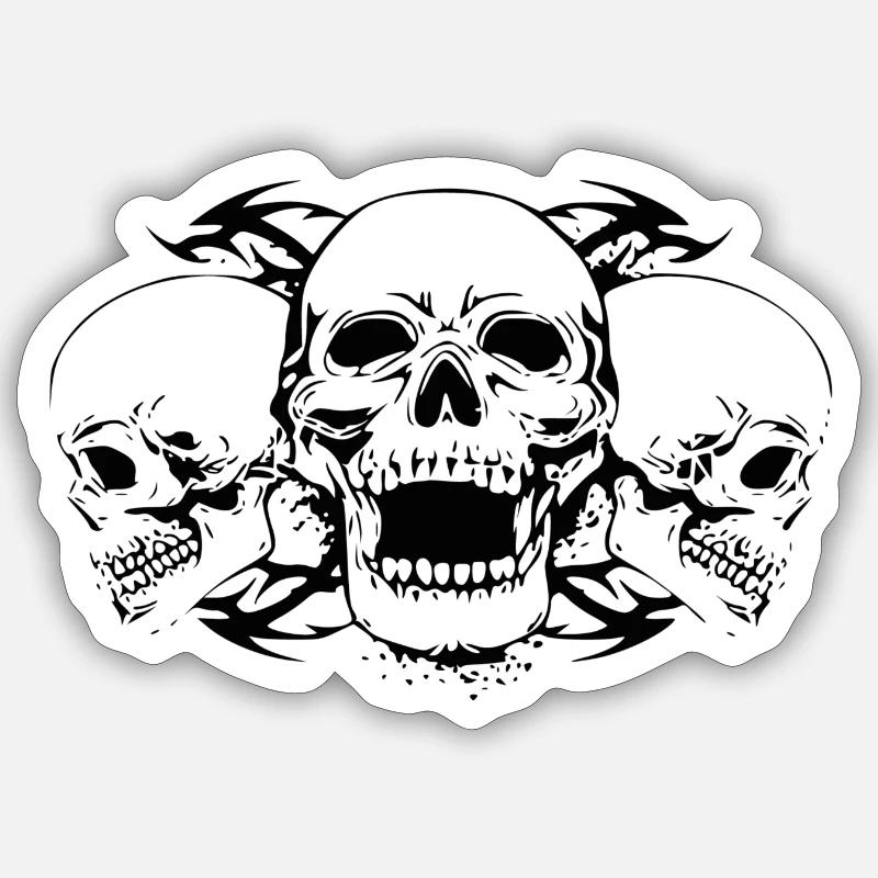 Crânes - Sticker taille S (10 x 10 cm) - blanc mat