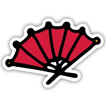 Asian fan hand fan asian hand fan - Sticker size S (10 x 10 cm) - white matte - Front