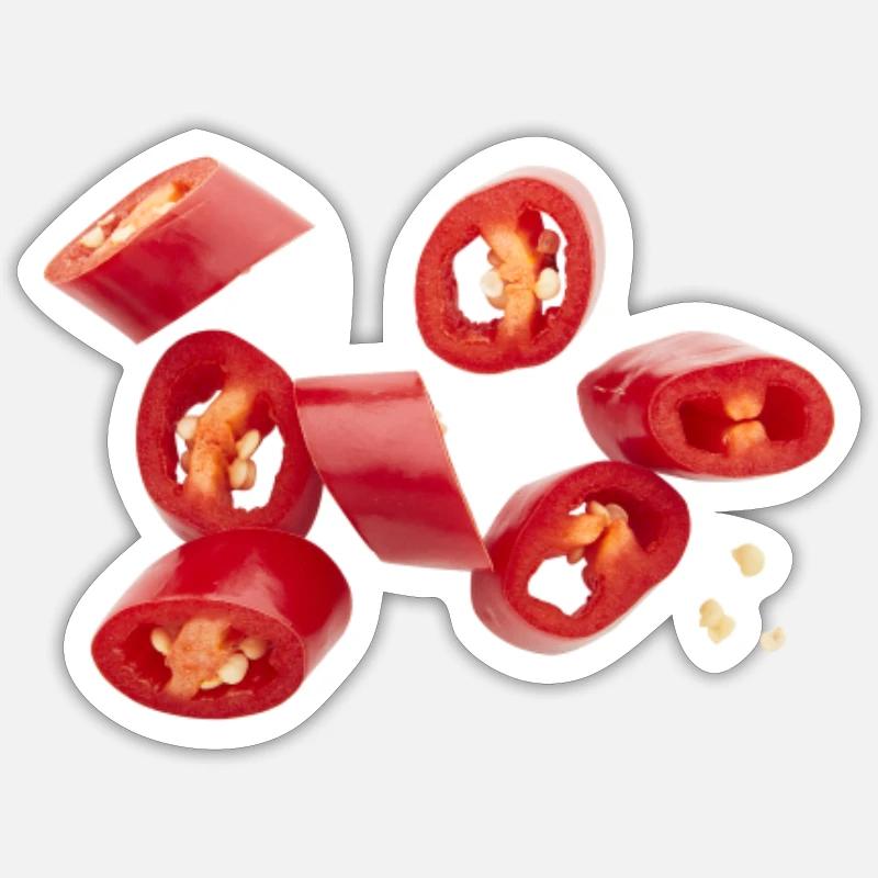 Piments forts, piment - Sticker taille S (10 x 10 cm) - blanc mat