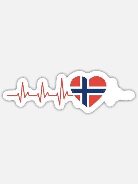 HERZSCHLAG NORWEGEN SKANDINAVIEN FLAGGE GESCHENK - Sticker Größe S (10 x 10 cm) - Mattweiß