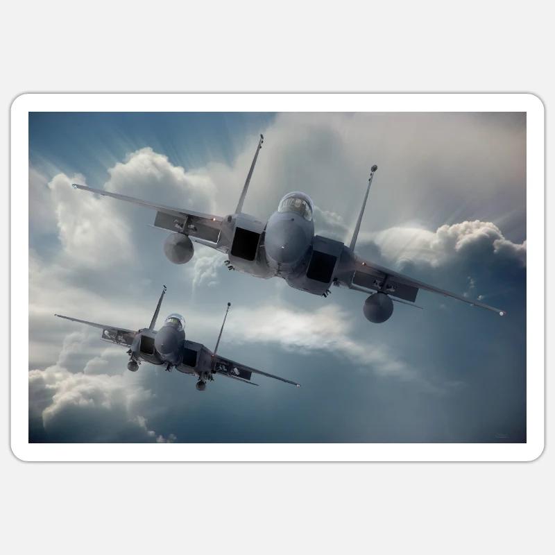 F-15 Eagle - Sticker Größe S (10 x 10 cm) - Mattweiß