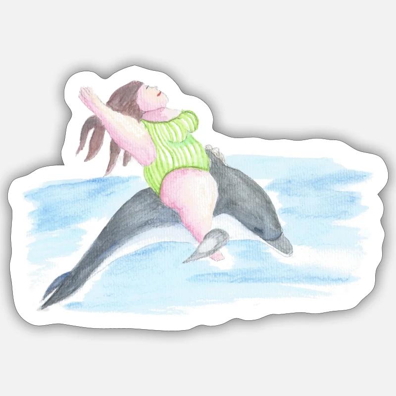 Delfin - Sticker Größe S (10 x 10 cm) - Mattweiß