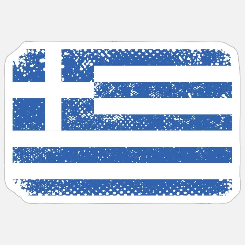 Grèce Drapeau Grec - Sticker taille S (10 x 10 cm) - blanc mat