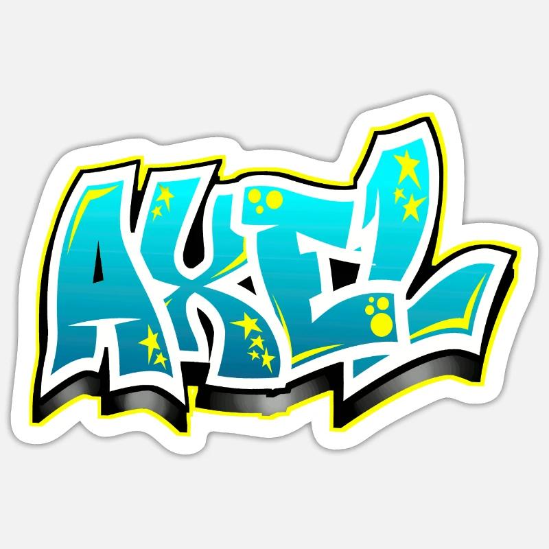 Graffiti Name Axel - Sticker Größe S (10 x 10 cm) - Mattweiß