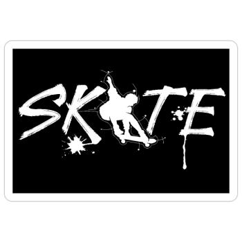 Skateboard Skaten Fun Skater Sport Poster - Sticker Größe S (10 x 10 cm) - Mattweiß - Vorne