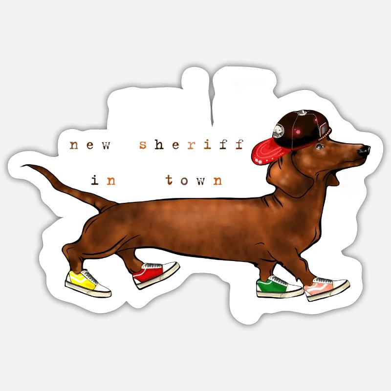 Dackel - Sticker Größe S (10 x 10 cm) - Mattweiß