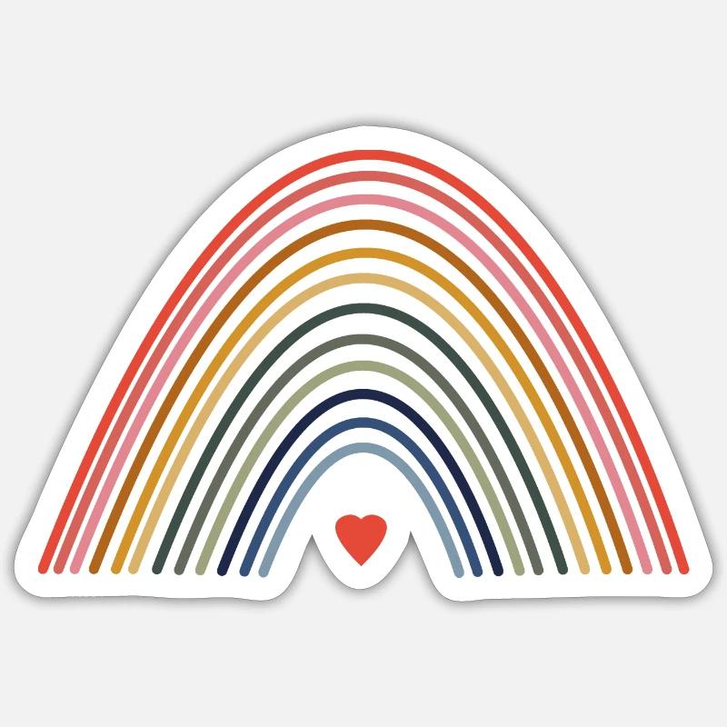 Regenbogen mit Herz - Sticker Größe S (10 x 10 cm) - Mattweiß