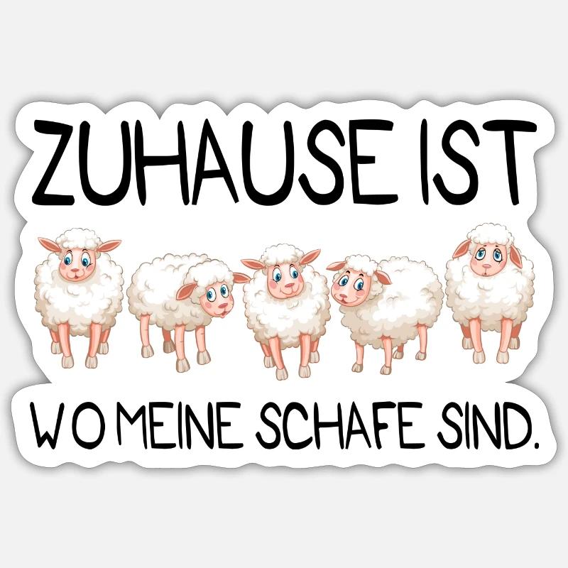 Zuhause ist Schafe Geschenk Bauer Schäfer - Sticker Größe S (10 x 10 cm) - Mattweiß