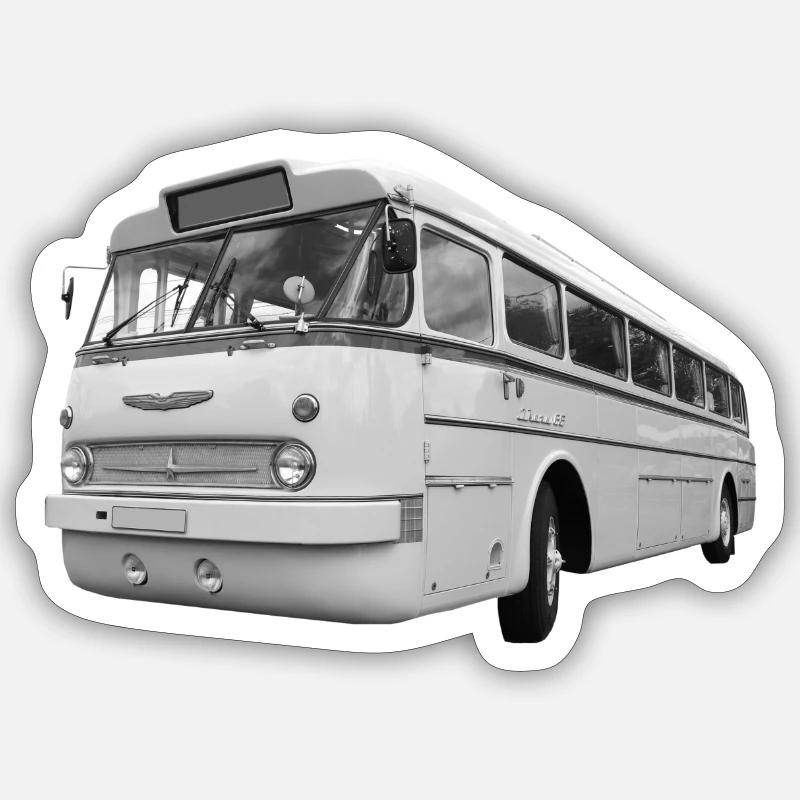 Ikarus 66 Bus Ungarn Oldtimer DDR Ostalgie - Sticker Größe S (10 x 10 cm) - Mattweiß