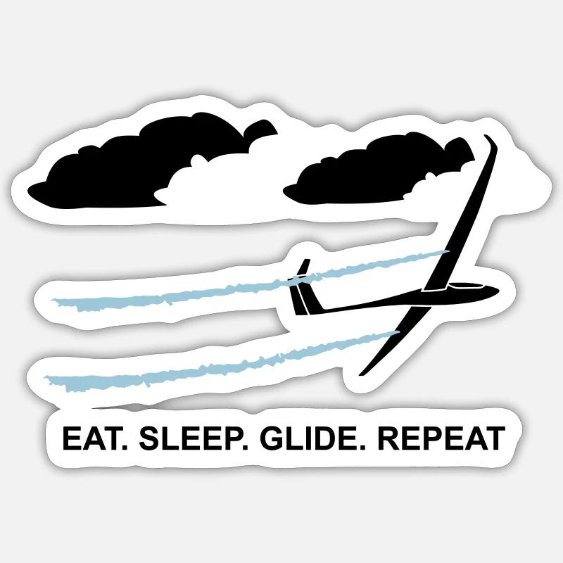 Planeur Planeur Planeur Pilote - Sticker taille S (10 x 10 cm) - blanc mat
