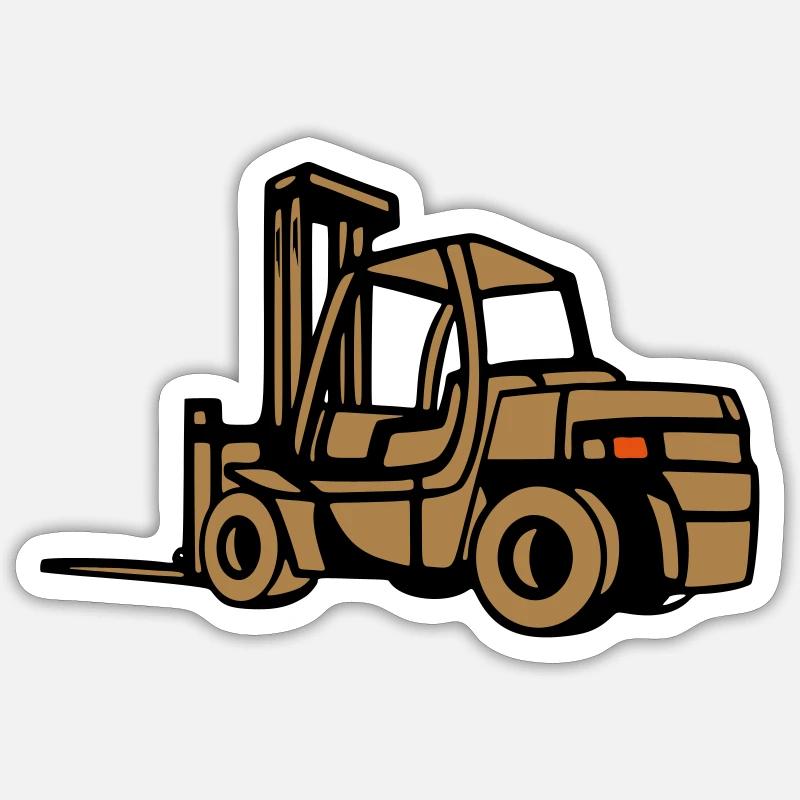 chariot élévateur - Sticker taille S (10 x 10 cm) - blanc mat
