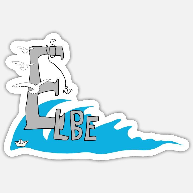 Elbe - Sticker Größe S (10 x 10 cm) - Mattweiß