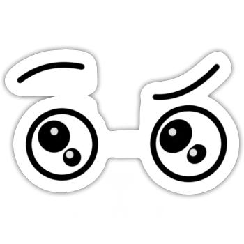 Les yeux de Cartoon - Sticker taille S (10 x 10 cm) - blanc mat - Devant