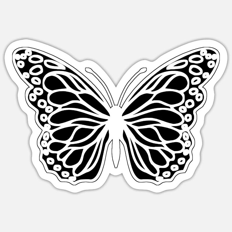 papillon - Sticker taille S (10 x 10 cm) - blanc mat