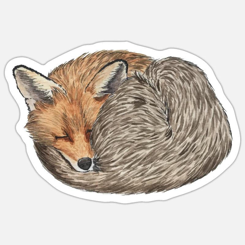 sleeping curled red fox Sticker size S (10 x 10 cm)