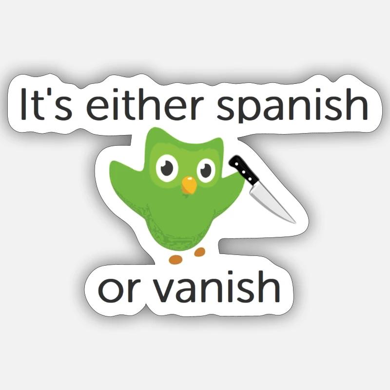 Duolingo Motivation Spanisch Sticker Größe S (10 x 10 cm)