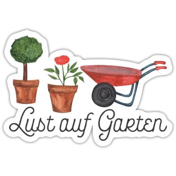 Lust auf Garten - Sticker Größe S (10 x 10 cm) - Mattweiß - Vorne