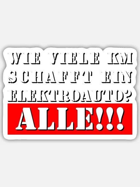 Wie viele Kilometer schafft ein Elektroauto? - Sticker Größe S (10 x 10 cm) - Mattweiß