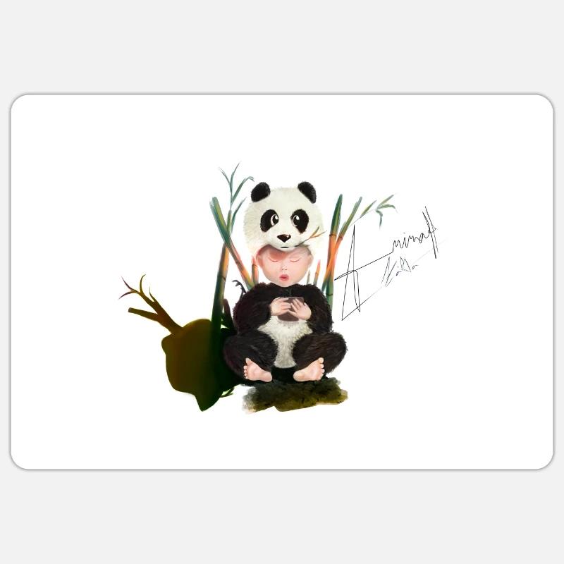 Bébé panda - Sticker taille S (10 x 10 cm) - blanc mat