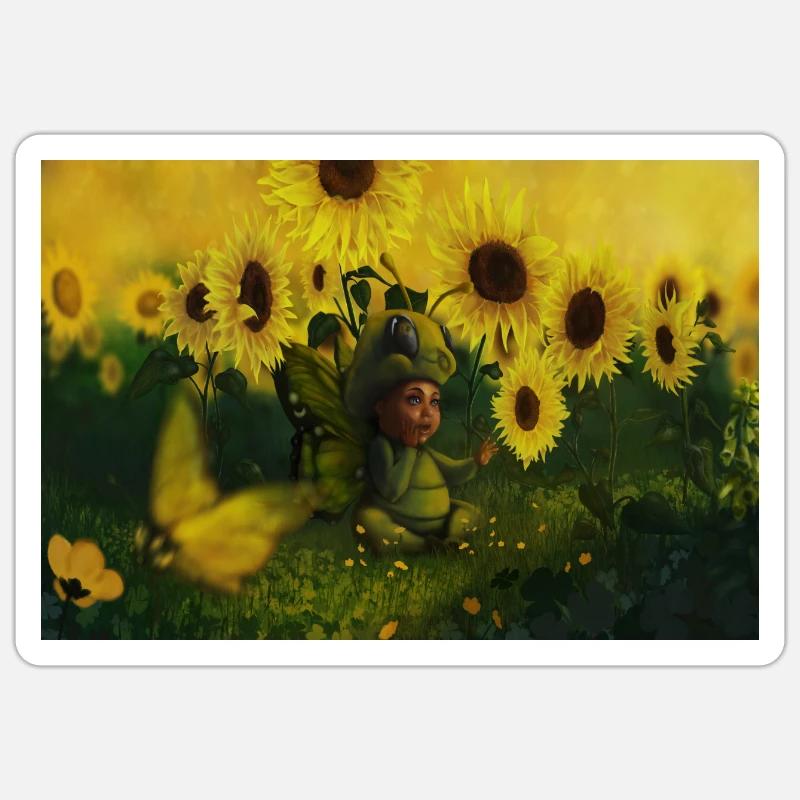 Bébé fleur - Sticker taille S (10 x 10 cm) - blanc mat