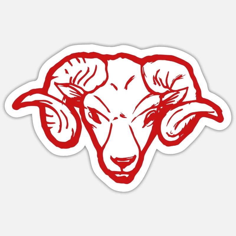 Roter Widderkopf Rammbock Geschenkidee Teufel Sticker Größe S (10 x 10 cm)