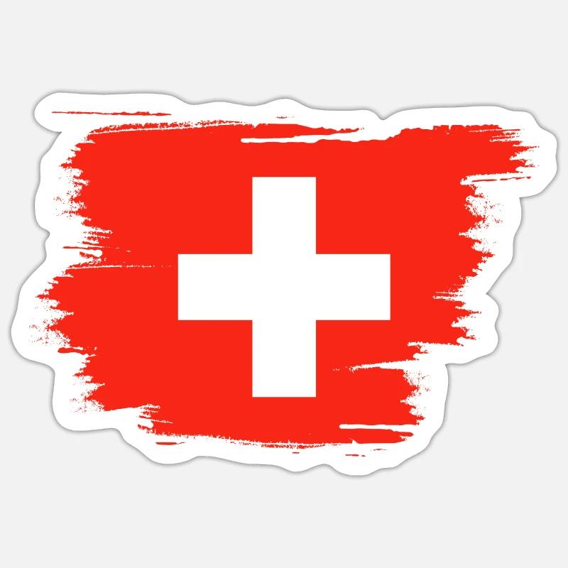 Suisse Drapeau - Sticker taille S (10 x 10 cm) - blanc mat