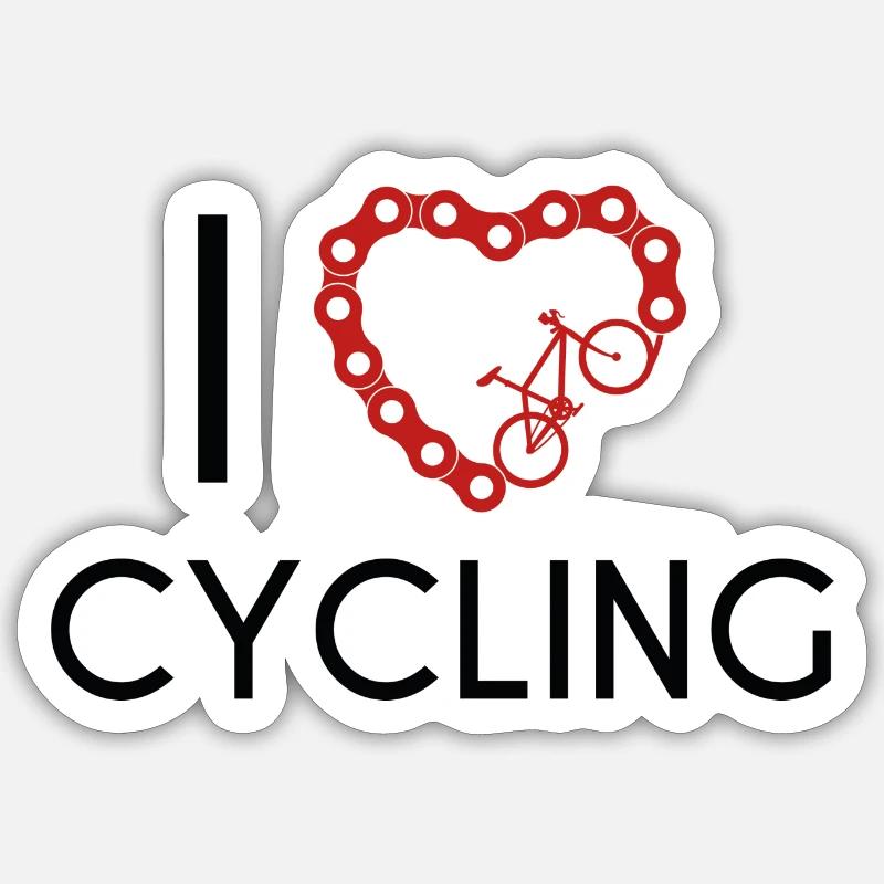 J’aime le cyclisme - Sticker taille S (10 x 10 cm) - blanc mat