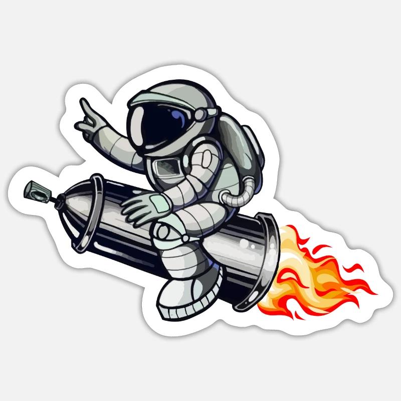 Graffiti Astronaut mit Spraydose Rakete Sticker Größe S (10 x 10 cm)