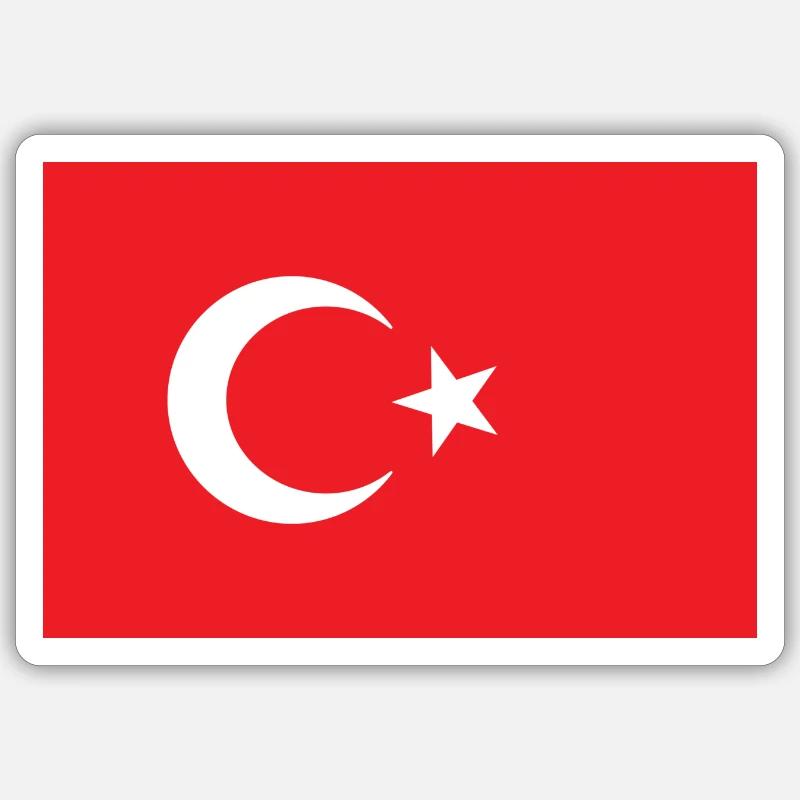 Drapeau turc - Sticker taille S (10 x 10 cm) - blanc mat
