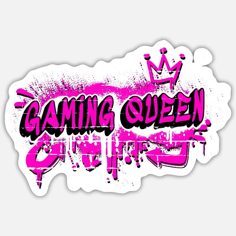Gaming Queen Graffiti Design - Sticker size S (10 x 10 cm) - white matte