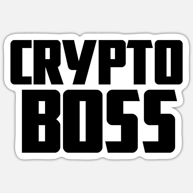 crypto boss - Sticker taille S (10 x 10 cm) - blanc mat