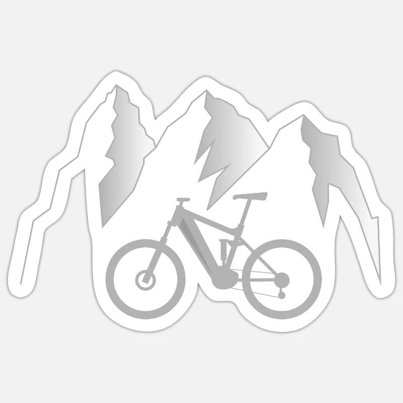 e VTT, Sentier alpin - Sticker taille S (10 x 10 cm) - blanc mat
