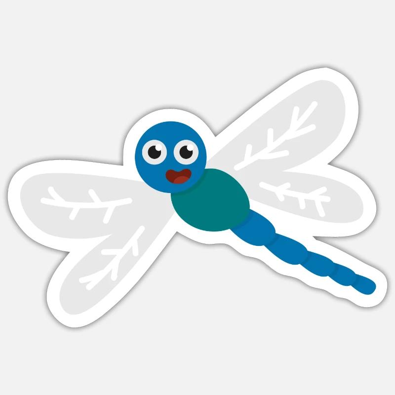 Libelle - Sticker Größe S (10 x 10 cm) - Mattweiß