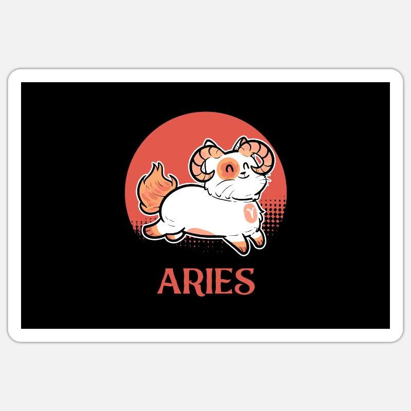 Widder Sternzeichen Katze Geburtstag Kätzchen Sticker Größe S (10 x 10 cm)