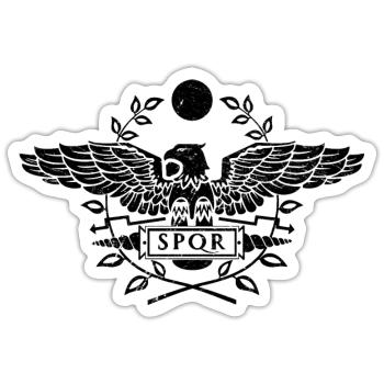SPQR Aigle Légion romaine Drapeau Armoiries Empire - Sticker taille S (10 x 10 cm) - blanc mat - Devant