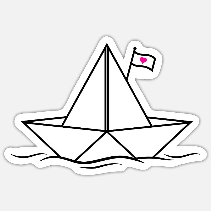 Papierschiff Papierboot  - Sticker Größe S (10 x 10 cm) - Mattweiß