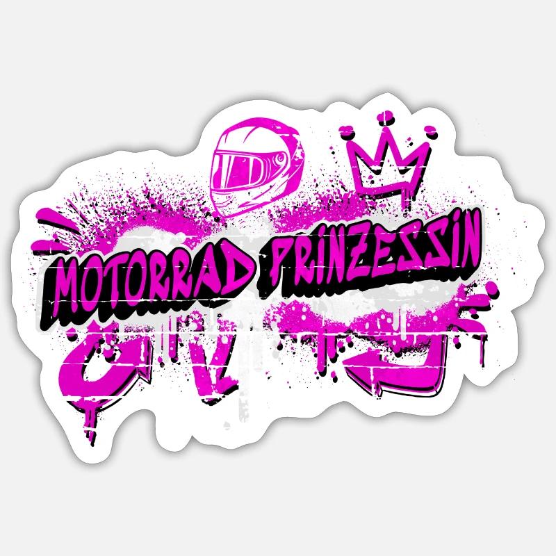Moto Princesse Graffiti Design - Sticker taille S (10 x 10 cm) - blanc mat
