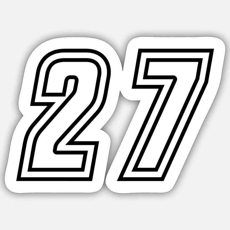 27 Numéro de numéro - Sticker taille S (10 x 10 cm) - blanc mat