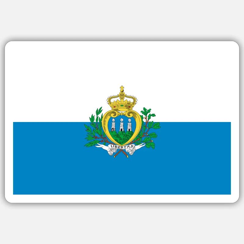 Drapeau de Saint-Marin - Sticker taille S (10 x 10 cm) - blanc mat