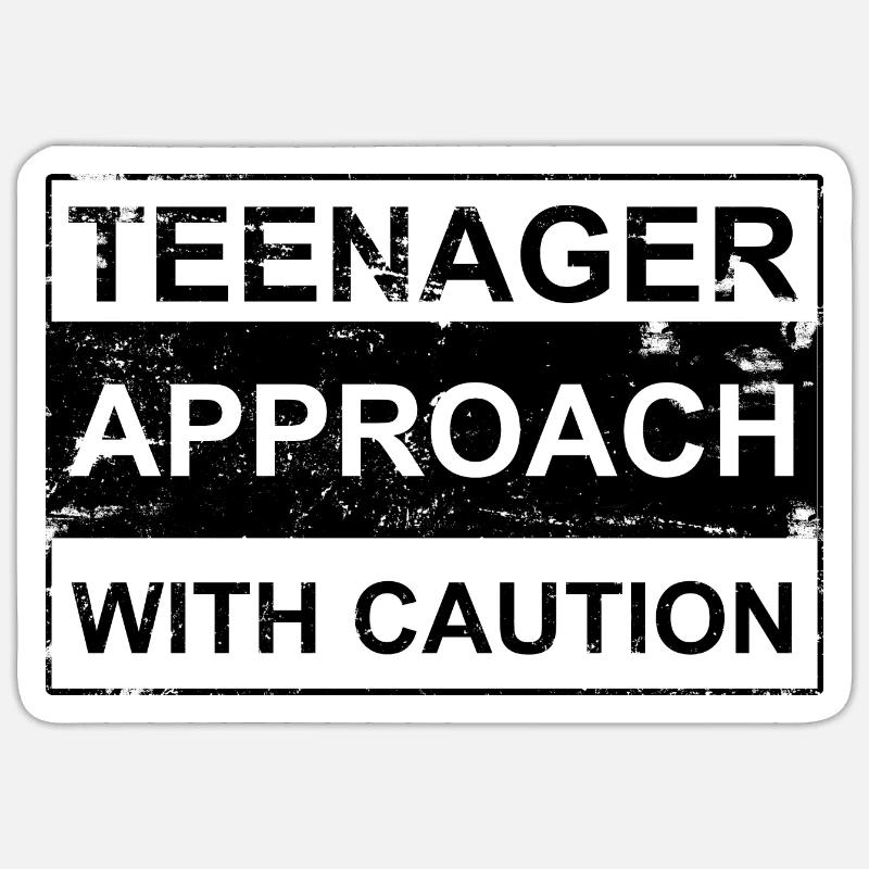 Approche adolescente avec prudence blanc Danger! Adolescent - Sticker taille S (10 x 10 cm) - blanc mat