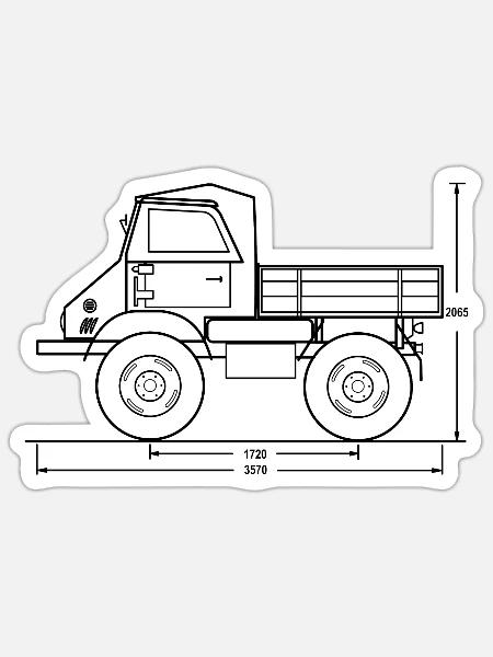 Unimog - Oldtimer - Offroad - Universal Motorgerät - Sticker Größe S (10 x 10 cm) - Mattweiß