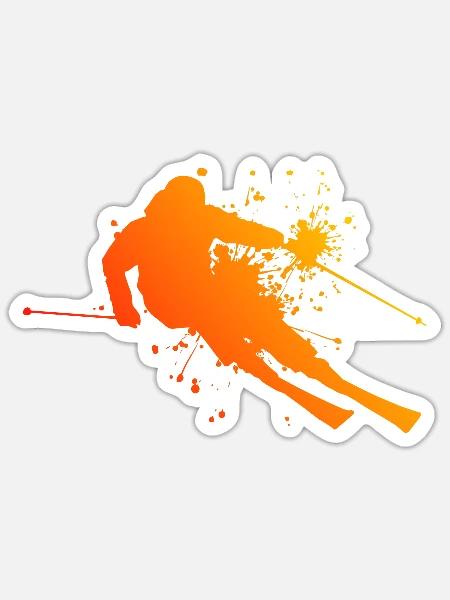 Sports d’hiver Ski Stunt Ski Ski Freestyle - Sticker taille S (10 x 10 cm) - blanc mat