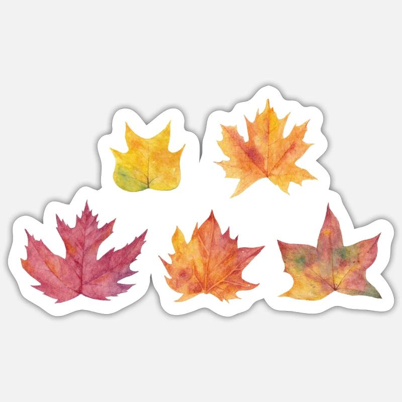 Herbstlaub - Sticker Größe S (10 x 10 cm) - Mattweiß