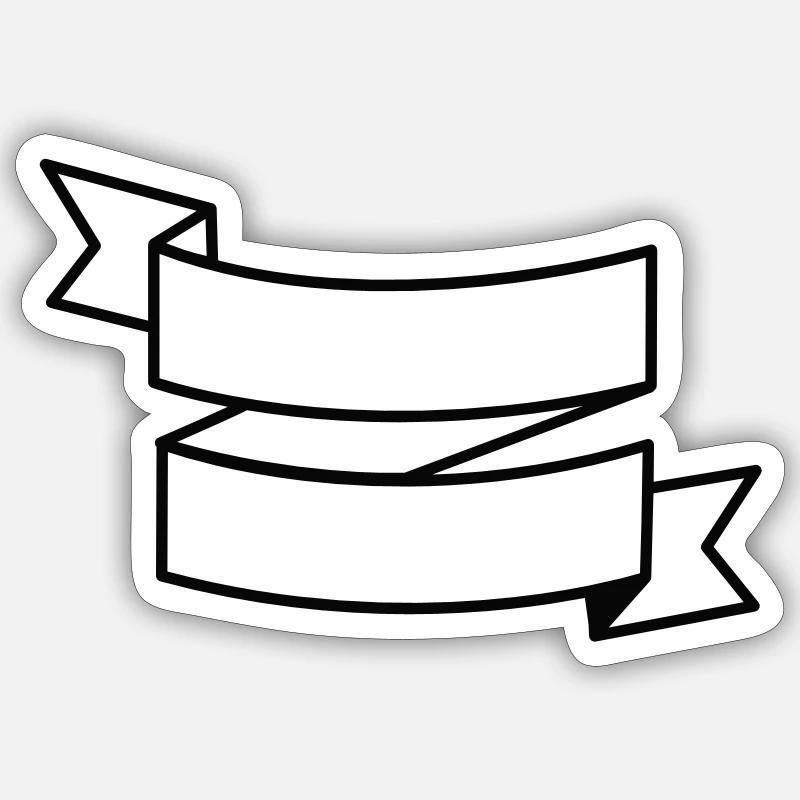 Bannière ruban blanc Sticker taille S (10 x 10 cm)
