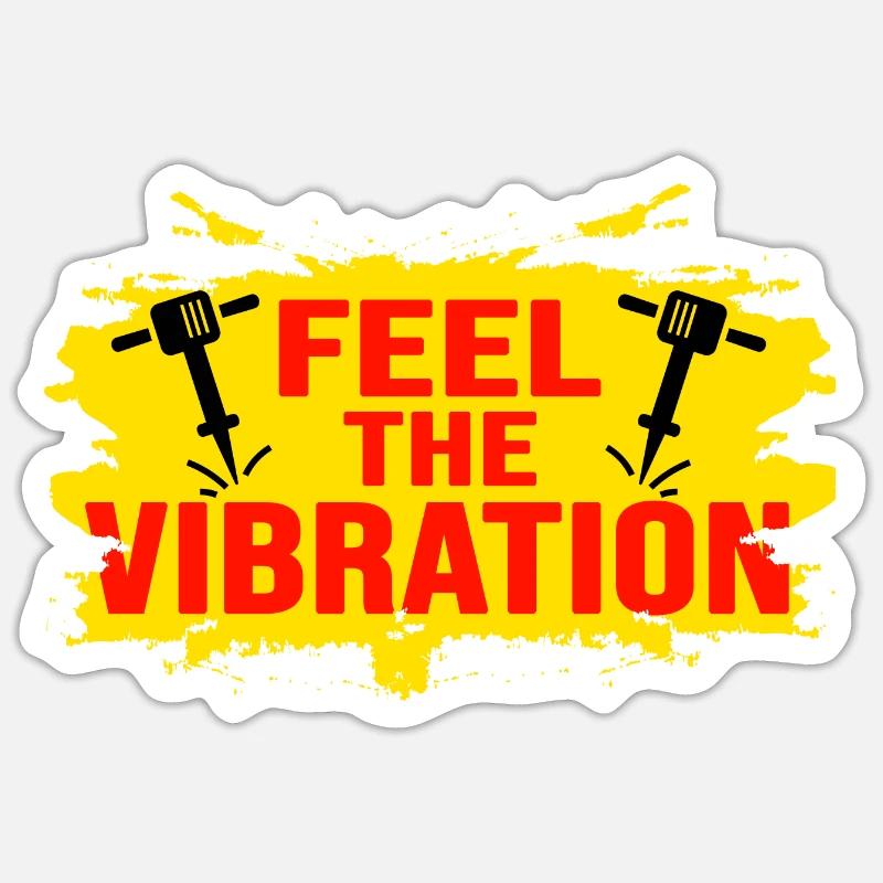 marteau-piqueur construction de route vibration construction de maison - Sticker taille S (10 x 10 cm) - blanc mat