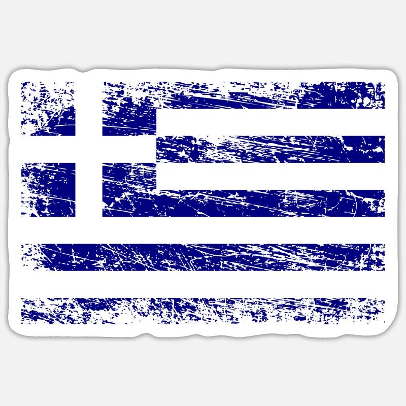 Drapeau de la Grèce - Sticker taille S (10 x 10 cm) - blanc mat