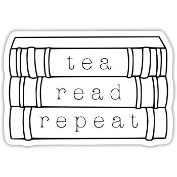 Thé. Lire. Répéter. - Sticker taille S (10 x 10 cm) - blanc mat - Devant